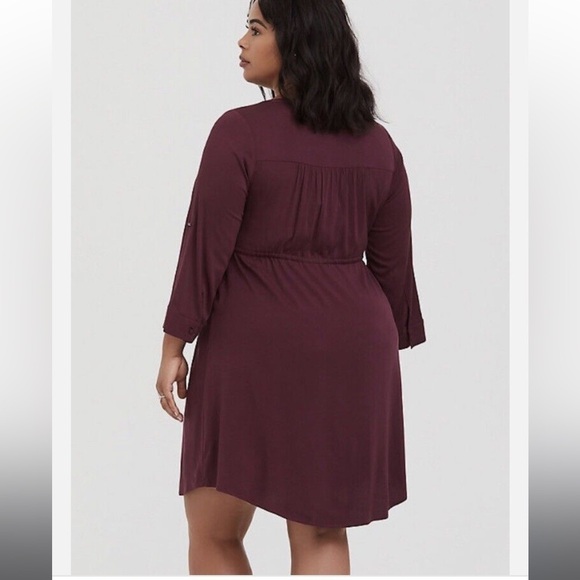TORRID BURGUNDY PURPLE ZIP CHALLIS SHIRT DRESS 3X - Picture 2 of 16